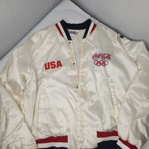 Vintage Chalk Line 1988 USA Olympics Games Coca-Cola Satin Bomber Jacket XLarge